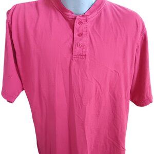 Vintage T-shirt Large Henley Shirt 90's Faded Cotton Short Sleeve All Cotton